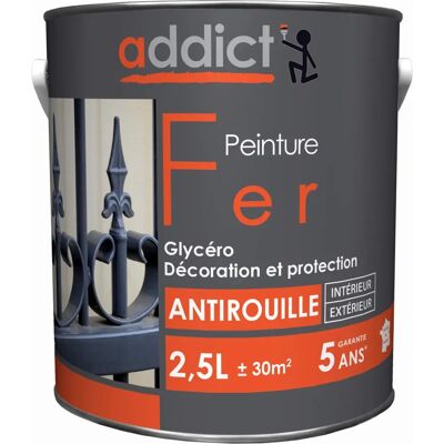 Addict Peinture ADD112727 - 2,5 L - Gris anthracite brillant pour fer - Peinture intérieur/extérieur - Publicité Addict Peinture ADD112727 - 2,5 L - Gris anthracite brillant pour fer - Peinture intérieur/extérieur - Publicité