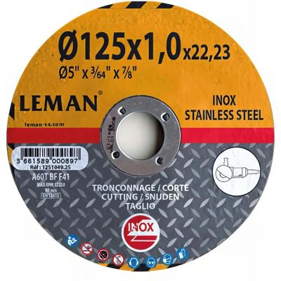 Leman - 5Discos125x1.6 - Orange - Inox - Discos de corte Leman - 5Discos125x1.6 - Orange - Inox - Discos de corte