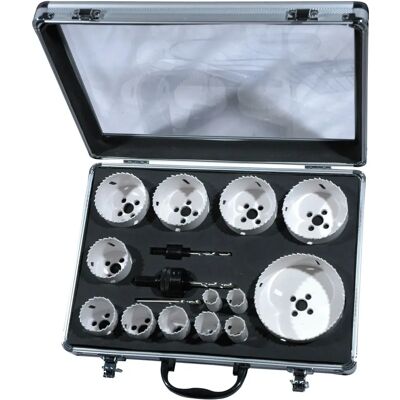 Leman Coffret 13 Trépans Bi-Métal 16-102mm, 2 Mandrins, 3 Forets Leman Coffret 13 Trépans Bi-Métal 16-102mm, 2 Mandrins, 3 Forets