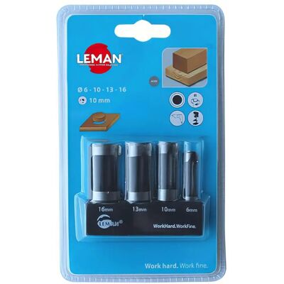 Juego de 4 brocas para madera Leman - Diámetros 6-16mm Juego de 4 brocas para madera Leman - Diámetros 6-16mm