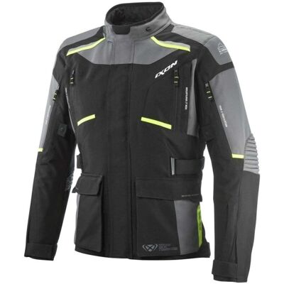 Chaqueta textil impermeable Midgard para motocicleta - Negro/Gris/Amarillo - 3XL Chaqueta textil impermeable Midgard para motocicleta - Negro/Gris/Amarillo - 3XL