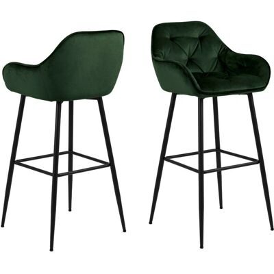 Hellin TERI - Vert Tabouret de Bar Velours et Métal - Publicité Hellin TERI - Vert Tabouret de Bar Velours et Métal - Publicité