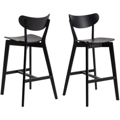Hellin - LETA - Chêne naturel - Noir - Tabouret de bar - Publicité Hellin - LETA - Chêne naturel - Noir - Tabouret de bar - Publicité