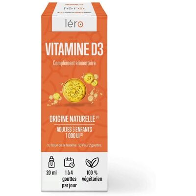 Léro Vitamine D3 20 ml - Complément naturel pour os et immunité - Publicité Léro Vitamine D3 20 ml - Complément naturel pour os et immunité - Publicité