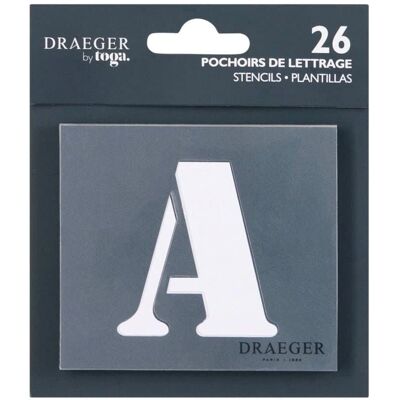 Draeger 26 Pochoirs de lettres - 9 cm Transparent - Publicité Draeger 26 Pochoirs de lettres - 9 cm Transparent - Publicité