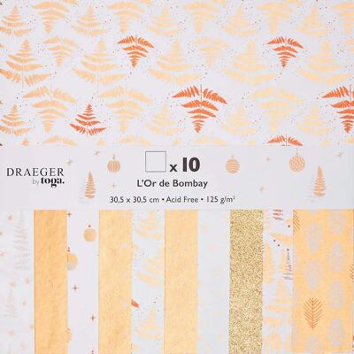 Set de Papeles de Navidad Mondial Tissus - Oro y Cobre reciclados - 10 hojas Set de Papeles de Navidad Mondial Tissus - Oro y Cobre reciclados - 10 hojas
