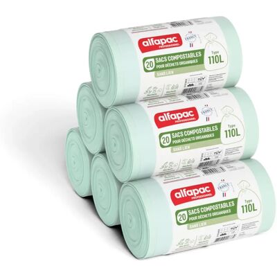 Alfapac Bolsa de Basura Compostable 110L - Verde - Residuos Orgánicos Alfapac Bolsa de Basura Compostable 110L - Verde - Residuos Orgánicos
