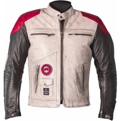 Chaqueta de cuero de motocicleta Helstons Tracker - Negro, Blanco, Rojo, M Chaqueta de cuero de motocicleta Helstons Tracker - Negro, Blanco, Rojo, M