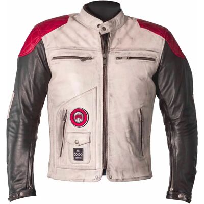 Giacca in pelle da moto Helstons Tracker - Nero Bianco Rosso - Abbigliamento moto Giacca in pelle da moto Helstons Tracker - Nero Bianco Rosso - Abbigliamento moto