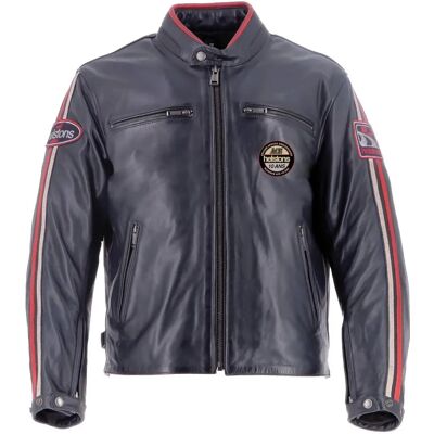Helstons Ace 10Ans Vintage Motorrad Lederjacke - Blau Helstons Ace 10Ans Vintage Motorrad Lederjacke - Blau