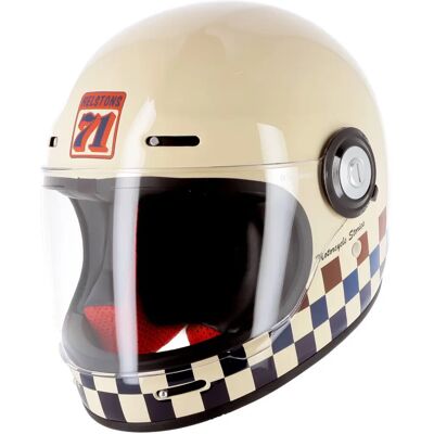 Helstons Carbon Vollvisier Helm - Beige/Blau/Rot - ECE 22.05 Helstons Carbon Vollvisier Helm - Beige/Blau/Rot - ECE 22.05