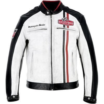 Giacca in pelle da moto Helstons Jay Motul Edition - Nero Bianco - XL Giacca in pelle da moto Helstons Jay Motul Edition - Nero Bianco - XL