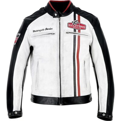 Chaqueta de cuero de motocicleta Helstons Jay Motul Edition - Negro Blanco (2XL) Chaqueta de cuero de motocicleta Helstons Jay Motul Edition - Negro Blanco (2XL)