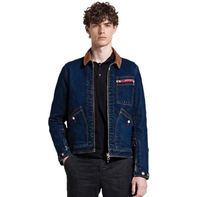 Helstons - Blouson James Toile Denim Blu Sporco - Giacca Helstons - Blouson James Toile Denim Blu Sporco - Giacca
