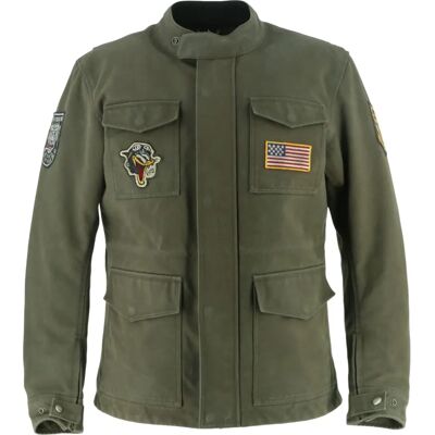 Helstons Warrior Baumwoll Canvas Jacke Kaki - Motorradbekleidung Helstons Warrior Baumwoll Canvas Jacke Kaki - Motorradbekleidung