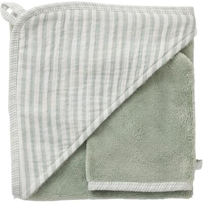 BB & Co Cape de bain pour bébé - Vert-Gris - Rayures - Serviette de bain bébé - Publicité BB & Co Cape de bain pour bébé - Vert-Gris - Rayures - Serviette de bain bébé - Publicité