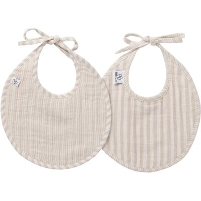 BB & Co - Bavoirs en gaze de coton - Beige rayé - Nouveau-né - Bibs - Publicité BB & Co - Bavoirs en gaze de coton - Beige rayé - Nouveau-né - Bibs - Publicité