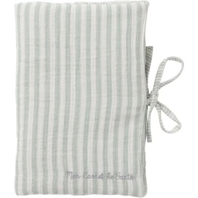 BB & Co - Coton rayé - Vert gris rayé - Coton - Protège-carnet de santé - Publicité BB & Co - Coton rayé - Vert gris rayé - Coton - Protège-carnet de santé - Publicité