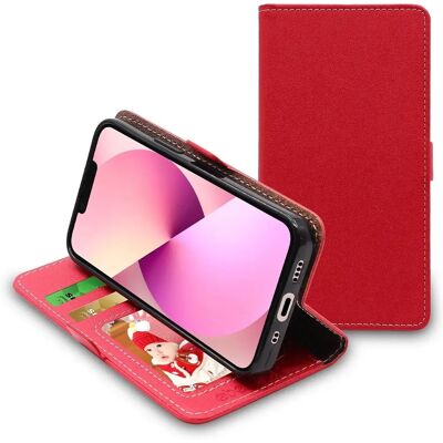 Ebeststar - iPhone 13 Mini - Rojo - Cuero PU - Funda Ebeststar - iPhone 13 Mini - Rojo - Cuero PU - Funda