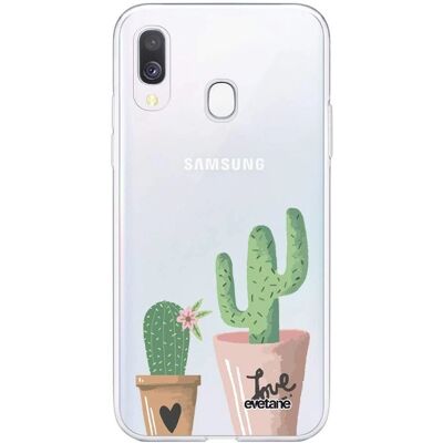 Evetane Samsung Galaxy A20e Transparante Cactus Love Hoesje - Telefoonhoesje Evetane Samsung Galaxy A20e Transparante Cactus Love Hoesje - Telefoonhoesje