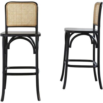 Berah Getah Tabouret en Acajou et Tube Noir - Bar Stool - Publicité Berah Getah Tabouret en Acajou et Tube Noir - Bar Stool - Publicité