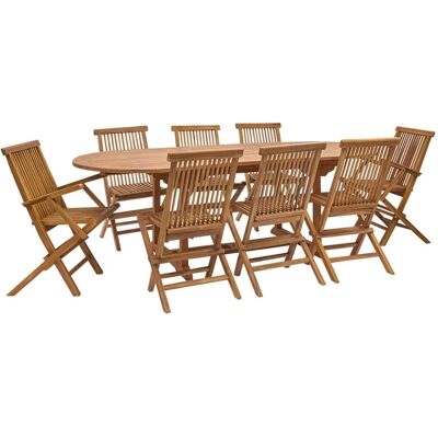 Ensemble de Mobilier de Jardin en Teck Huilé BERAH GETAH - Extensible, 8-10 Places - Publicité Ensemble de Mobilier de Jardin en Teck Huilé BERAH GETAH - Extensible, 8-10 Places - Publicité
