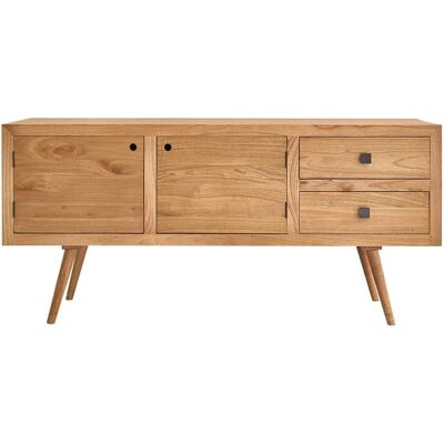 Berah Getah Commode Mindy Scandinave - 2 Placards, 2 Tiroirs - Publicité Berah Getah Commode Mindy Scandinave - 2 Placards, 2 Tiroirs - Publicité