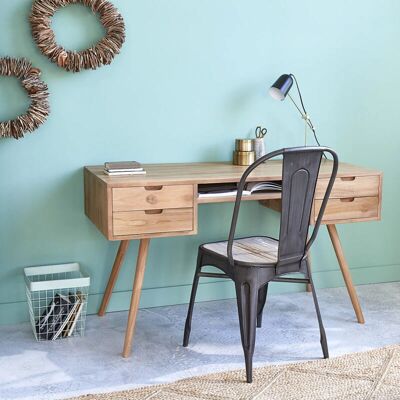 BERAH GETAH - Teak Desk 130x75x60 - Naturel - Desk - Publicité BERAH GETAH - Teak Desk 130x75x60 - Naturel - Desk - Publicité
