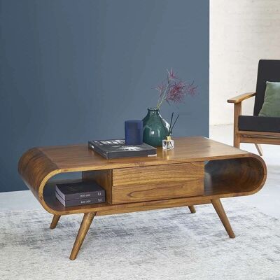 BERAH GETAH Table basse Mindy avec 2 niches et tiroirs - Salon - Publicité BERAH GETAH Table basse Mindy avec 2 niches et tiroirs - Salon - Publicité