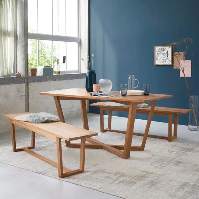 BERAH GETAH Table à manger en teck massif - 8 pers - Style scandinave - Publicité BERAH GETAH Table à manger en teck massif - 8 pers - Style scandinave - Publicité