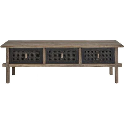Meuble TV en pin recyclé BERAH GETAH - Style Japandi - 145x45x45cm - Publicité Meuble TV en pin recyclé BERAH GETAH - Style Japandi - 145x45x45cm - Publicité
