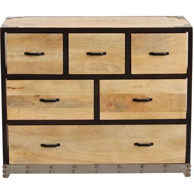 Miliboo Commode industrielle en bois de mangue, 6 tiroirs - Publicité Miliboo Commode industrielle en bois de mangue, 6 tiroirs - Publicité