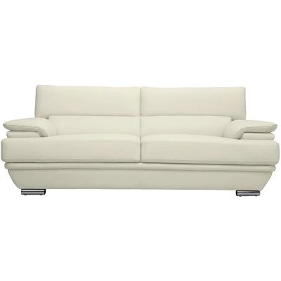 Miliboo Weißes Leder 3er Sofa mit Verstellbaren Kopfstützen - Sofa Miliboo Weißes Leder 3er Sofa mit Verstellbaren Kopfstützen - Sofa