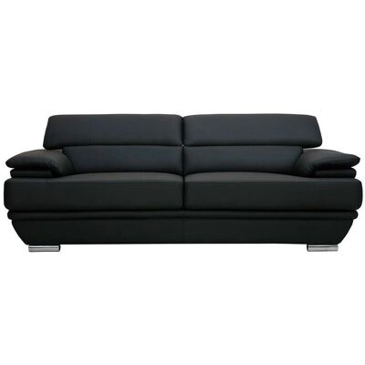 Miliboo Ewing Ledersofa - 3 Sitze, Verstellbare Kopfstützen, Schwarz Miliboo Ewing Ledersofa - 3 Sitze, Verstellbare Kopfstützen, Schwarz