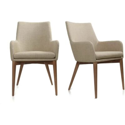 Miliboo - Lote de 2 sillones de diseño en poliéster beige - Sillón Miliboo - Lote de 2 sillones de diseño en poliéster beige - Sillón