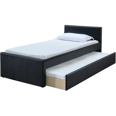 Lit MILIBOO avec lit escamotable 90x195cm Noir Minimaliste - Publicité Lit MILIBOO avec lit escamotable 90x195cm Noir Minimaliste - Publicité