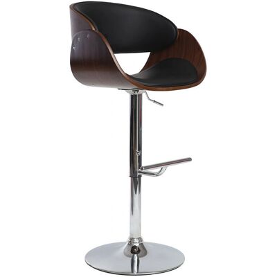 Taburete de bar ajustable Miliboo en negro y nogal - Diseño vintage Taburete de bar ajustable Miliboo en negro y nogal - Diseño vintage