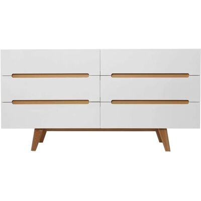 Miliboo Melka Cómoda Escandinava Blanca Brillante 6 Cajones - Muebles Miliboo Melka Cómoda Escandinava Blanca Brillante 6 Cajones - Muebles