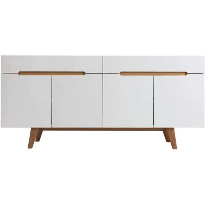 Miliboo Buffet scandinavo bianco lucido e legno chiaro - 180cm Miliboo Buffet scandinavo bianco lucido e legno chiaro - 180cm