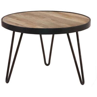 Table Basse Industrielle en Bois Clair - D50 cm - Publicité Table Basse Industrielle en Bois Clair - D50 cm - Publicité