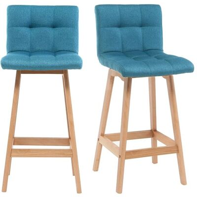 MILIBOO Tabourets en bois et bleu pétrole - Lot de 2 - Publicité MILIBOO Tabourets en bois et bleu pétrole - Lot de 2 - Publicité