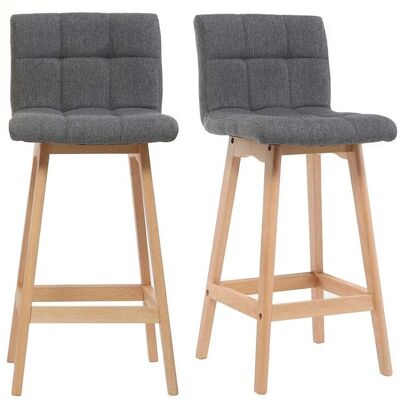 Miliboo Klaris - Tabouret de bar en bois de hêtre et tissu - 65cm - Lot de 2 - Publicité Miliboo Klaris - Tabouret de bar en bois de hêtre et tissu - 65cm - Lot de 2 - Publicité