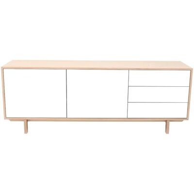 Miliboo - Credence scandinave en bois clair et blanc - 195cm - Buffet - Publicité Miliboo - Credence scandinave en bois clair et blanc - 195cm - Buffet - Publicité