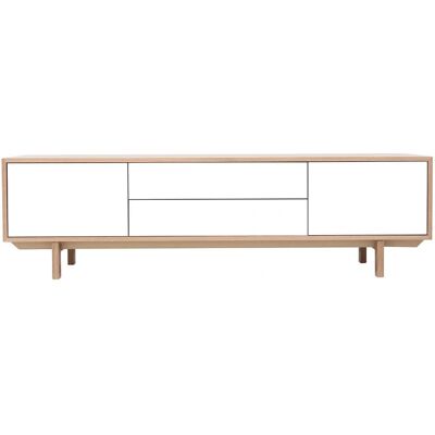Miliboo Meuble TV scandinave - 180cm, Blanc & Bois Clair - Publicité Miliboo Meuble TV scandinave - 180cm, Blanc & Bois Clair - Publicité