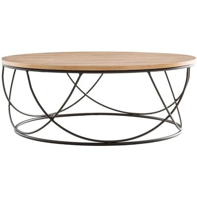 Miliboo Runder Holz- und Metallcouchtisch - Moderner Industriestil Miliboo Runder Holz- und Metallcouchtisch - Moderner Industriestil