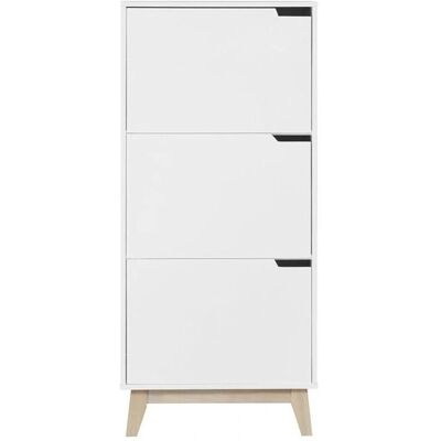 Miliboo Meuble de rangement blanc 3 portes LEENA - Publicité Miliboo Meuble de rangement blanc 3 portes LEENA - Publicité