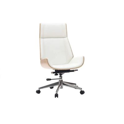 Miliboo Fauteuil de bureau en bois clair et blanc - Courbé - Publicité Miliboo Fauteuil de bureau en bois clair et blanc - Courbé - Publicité