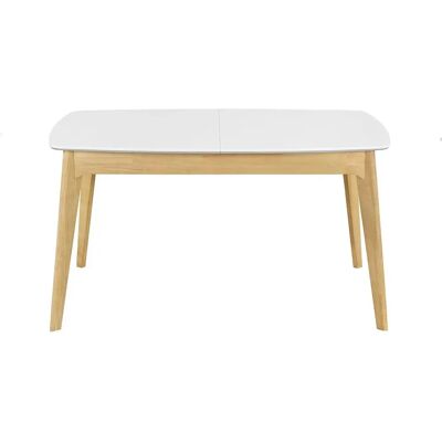 Table Extensible Blanc et Bois - Style Scandinave - 4-6 Places - Publicité Table Extensible Blanc et Bois - Style Scandinave - 4-6 Places - Publicité