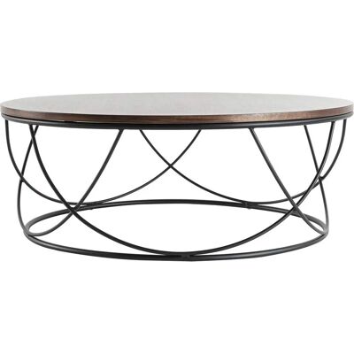 Miliboo Table basse en bois foncé et métal noir rond - 80cm - Publicité Miliboo Table basse en bois foncé et métal noir rond - 80cm - Publicité