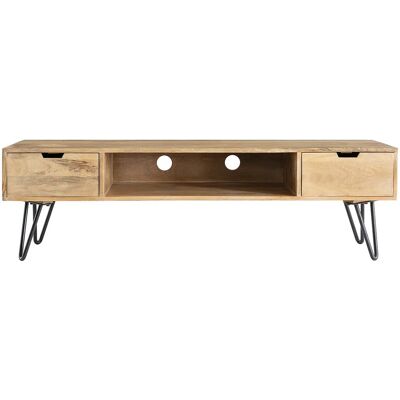 Meuble TV Miliboo en Bois de Manguier - Naturel - Design Moderne - Publicité Meuble TV Miliboo en Bois de Manguier - Naturel - Design Moderne - Publicité